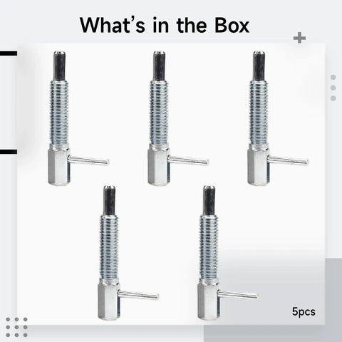 Heavy Duty Beefy Five Pack Retractable Indexing Plungers Four Inch Carbon Steel Spring Loaded Latch Locking Pins For Aluminum Profiles M12 Thread displayed in five pieces.
