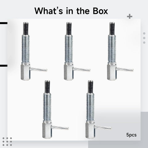 Five Piece Zinc Coated Carbon Steel Spring Loaded Plunger Pins in a pack of 5, showcasing tough retractable indexing tools.