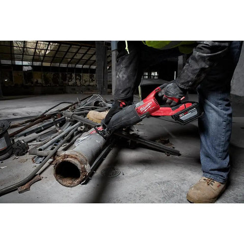Worker using M18 FUEL Super Sawzall Cordless Reciprocating Saw With Powerstate Brushless Motor And Redlink Plus Intelligence