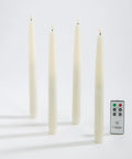 Flameless Taper Candles Set Of 4, 11 Inch Ivory Real Wax With 3D Wick Flame And Flickering LED, Remote Control And Timer