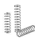 Five Pack Of Heavy Duty Stainless Steel Compression Springs With 2.2 Millimeter Wire Diameter, three sizes displayed.