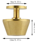 Top Shelf Solid Brass Screw Back Metal Studs With Knockout Gold Finish Heavy Duty Flat Spike Rivets For Leather Craft And Handbag Hardware Comes With Dead Tight Threaded Screws, 9mm diameter.