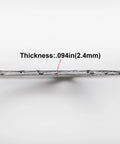 Side view of a metal YGQ exhaust gasket strip, 2.4 mm (0.094 in) thick