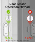 Two Pack Kid Safe Home Door Alarm System With 2 In 1 Chime And Alarm Three Level Volume Control Loud 98 Decibel Alerts For Doors Windows Rooms Garage RVs Pool House, door sensor alignment guide