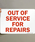 Outta Service For Repairs Sign 7 By 10 Inches Magnetic Red On White Laminated Notice For Quick Shop Floor Alerts And Easy Visibility In Busy Kitchens Anywhere.