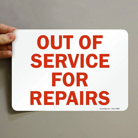 Outta Service For Repairs Sign 7 By 10 Inches Magnetic Red On White Laminated Notice For Quick Shop Floor Alerts And Easy Visibility In Busy Kitchens Anywhere.