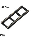 Six Pack DIP IC Socket Adapters 2.54mm Pitch 15.2mm Row Pitch Double Row 40 Pin Soldering Sockets Kit, black plastic and silver contacts