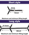 Bed Sheet Straps For Full Size Bed Six Piece Set With Adjustable Elastic Clips, short and long styles with dimensions shown