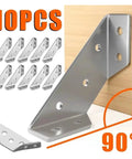 Heavy Duty 1.6mm Thick Stainless Steel Right Angle Bracket 10 Pack For Furniture And Shelves Beefy Corner Supports