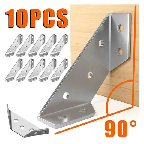 Heavy Duty 1.6mm Thick Stainless Steel Right Angle Bracket 10 Pack For Furniture And Shelves Beefy Corner Supports