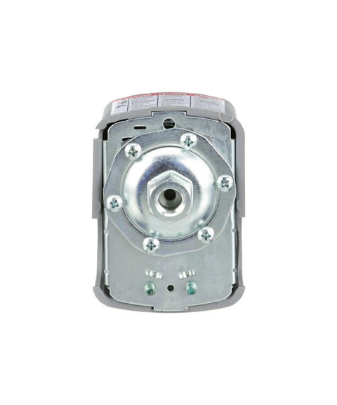 Bottom view of Pumptrol 30-50 PSI Water Pressure Switch For Jet Pumps Submersible Pumps And Reciprocating Pumps With One Quarter Inch Connection And Gray Cover Durable Construction.