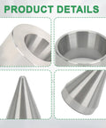 17 Degree Coin Ring Folding And Reduction Die Set For DIY Jewelry, close-up of stainless steel dies and centering cone
