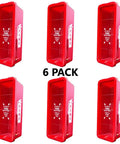 6 Pack Heavy Duty Red Plastic Fire Extinguisher Cabinets Outdoor Indoor Security Enclosure Weatherproof Housing with clear front.