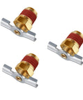 Three Pack Brass Wing Style Drain Valve With Wing Nut Handle For Air Tanks One Quarter NPT Inlet Replacement Drain Cock