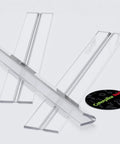 3 Pack Clear Acrylic Flexible Living Hinges 300mm Continuous Strip showing transparent polycarbonate close-up with low profile design.