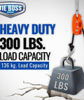 Heavy Duty 3/8 Inch Weather Resistant Rope Tightening Tie Down System With 15 Foot Orange Rope, Boasting 300 Pound Load