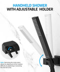 Black Overhead Rain Shower System With 10 Inch Rain Head And Handheld Luxury Valve Mixer 71 Inch Hose 16 Inch Arm 360 Degree Holder