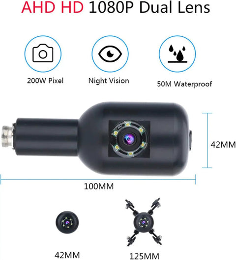 Heavy Duty Waterproof Snake Camera With Dual Lens And 9 Inch Color Monitor Game Changing Drain Inspection Kit featuring dual lenses and night vision capability.