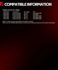 Compatibility chart for 2005-2010 Jeep Grand Cherokee and 2006-2010 Commander.