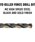 Heavy Duty High Speed Steel Drill Bit Set 1mm to 13mm with 0.5mm Steps in Black and Gold KFD Killer Force Series close-up