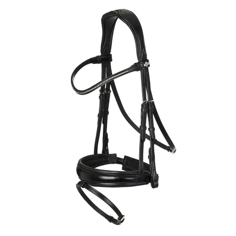 Kudos Classic Dressage Bridle In Black Full Size With Detachable Clincher Browband All Day Cushioned Crank Noseband Crank Pad Comfort