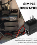 Dang Solid AC To DC Car Cigarette Lighter Adapter And Wall Plug Converter connecting to electronics, ABS material with dual prongs.