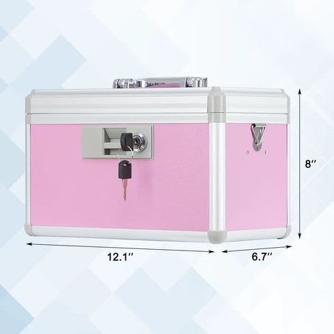 Go To Medicine Lock Box For First Aid And Family Use With Safe Key Lock Durable Aluminum Layered Medicine Cabinet Pink Finish