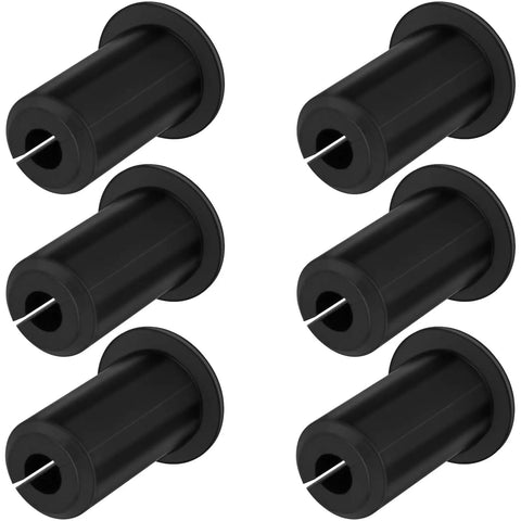 Six Pack Starlink Cable Wall Grommets Rock Solid 3/4 Inch Silicone Bushing Kit arranged in a grid, showing durable black silicone design.