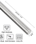 Close-up of 24 Pcs M4 Threaded Rods With Hex Nuts, 300mm Long Stainless Steel 304 Fully Threaded Rods, rust-resistant indicators