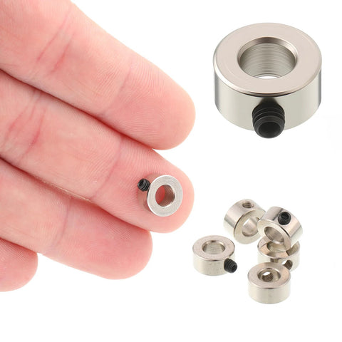 Screw shaft collars, 10 pcs, 5.05mm bore, 10mm OD, 5mm width, solid steel with screws and wrench