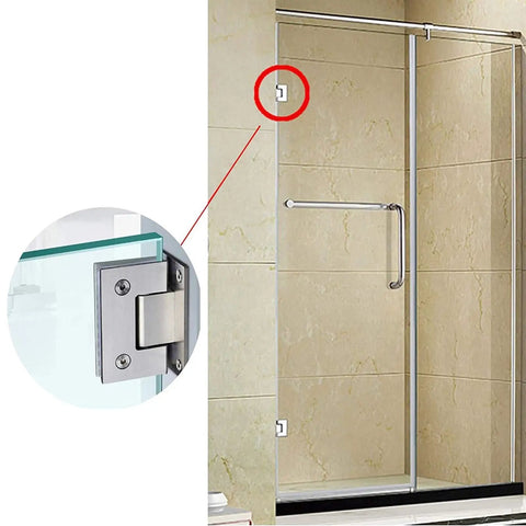 Soft Close Shower Door Hinges Set Stainless Steel 2 Pack 90 Degree Frameless Glass Clamp for 8 to 10mm thick glass