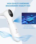 Pet Ear Thermometer for Dogs, Cats, and Livestock with Long Probe, Infrared Ear Thermometer for Fast OneSecond Read, Celsius Fahrenheit Conversion, Sound Switch, 20 Pet Swabs Included white angled view