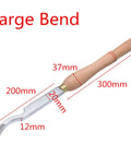 Four Piece Carbide Tipped Wood Turning Lathe Chisel Set With Straight Cutting And Curved Hollowing Blades Featuring Tough Alloy Shafts And Beech Handles For Straight Fire Workshop Builds That Kick Serious Craftsman Vibes, showing a large bend chisel with measurements.