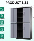 Heavy Duty Metal Storage Cabinet With Locking Doors And Shelves 71 Inch Tall Steel Garage Cabinet Built Tough For Home Office Workshop And Warehouse Powder Coated Finish Moisture Proof And Rust Resistant Secure Locking, 71x32x16 in