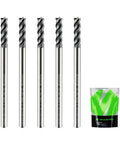 SHAPPRO 1/8-inch shank carbide square-end end mills, 4-flute CNC bits, heat-resistant for steel and cast iron, 5 pcs