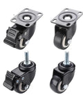 Heavy Duty Swivel Chair Caster Wheel With 39mm Plate M8 Screw 1.5 Inch Diameter Silent Brake Castor, set of four