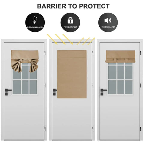 Blackout Door Curtain Panel For Privacy And Light Blocking In Mocha 24 By 38 Inches With Easy Install And Noise Reduction Ideal For Glass Doors And Windows Great For Entryways Classrooms And Study Rooms shown on doors