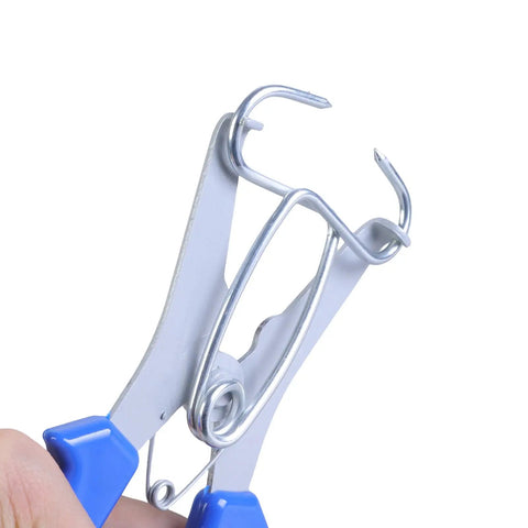 Must-Have Miter Spring Clamp Pliers With Stainless Corner Clips For Picture Frames And Woodworking, blue handle close-up