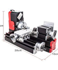 High Power Mini Metal Lathe For Diy Machining, 28cm x 16cm x 10cm, compact tool for precision turning wood, plastic, aluminum, and copper.