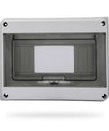 Front view of 8 Way Circuit Breaker MCB Distribution Box With DIN Rail IP65 Waterproof For Indoor And Outdoor Use Built Tough Weatherproof Electrical Enclosure In Durable PC ABS Construction