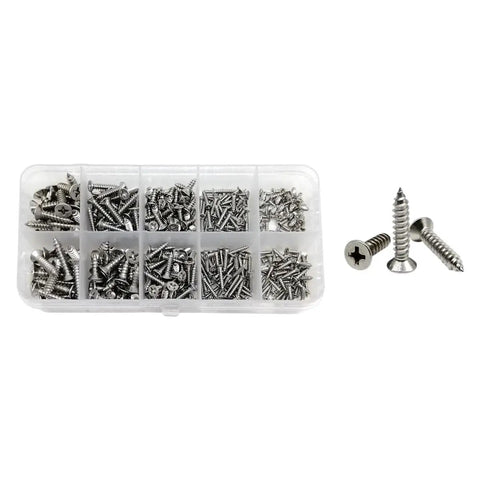 Woodworking Screw Kit Pack With Mixed Sizes M1.2 M1.4 M1.7 M2 M3 M4 Phillips Flat Countersunk Round Pan Head Self Tapping Screws In 304 Stainless Steel