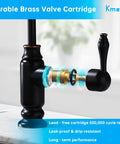 Close-up of oil rubbed bronze water drinking faucet for filtration systems, showing brass body with ceramic disk valve