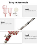Assembly steps for Adjustable 8 Ft Fruit Picker Pole With Large Metal Basket And Soft Pad, Lightweight Gardening Tool.