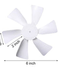 6 Inch Replacement White RV Vent Fan Blade With 12V D-Shaft Motor For Your RV Bathroom Exhaust, visible fan blade dimensions