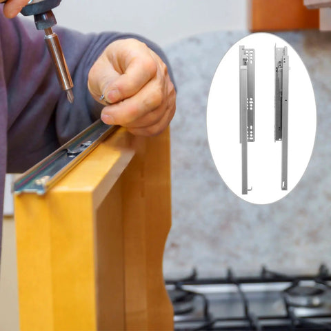 Silent Drawer Glides With Slow Closing Hydraulic Dampening For Storage Cabinets and Containers installation