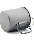 Ultralight Titanium 750ml Pot With Bail Handle For Camping And Backpacking Cookware, Open Flame Ready Mug on its side