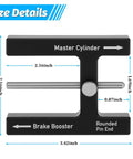 Heavy Duty Car Brake Adjustment Tool Featuring Adjustable Push Rod Booster And Master Cylinder Pins, black steel, 3.42 x 2.16 inches.