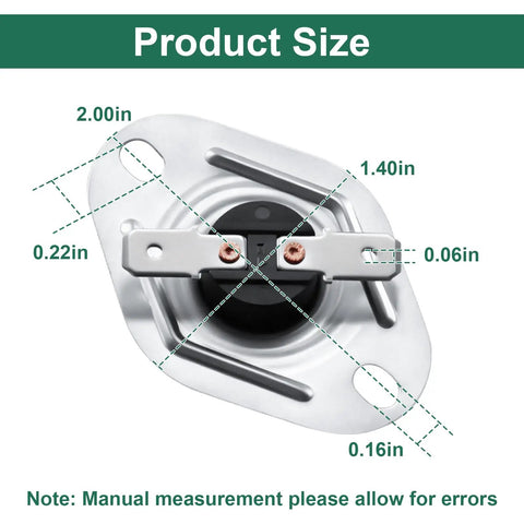 RV Furnace Limit Switch 160 Degree Replacement Part For SF 20 25 30 35 Furnaces And SF 25F 30F 35F Campers Hi Limit Safety Cutoff Switch Durable High Quality Heating Sensor For Reliable Heat Management, showing product dimensions.