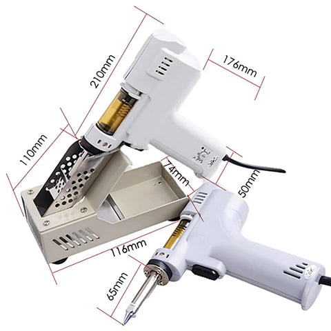 Electric Vacuum Desoldering Pump Portable Soldering Gun With 1.0mm Nozzle Strong Suction Tin Removal in measurements view