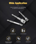 Impact Grade Socket Adapter Set Three Piece With Bit Holder One Quarter Inch Three Eighths Inch One Half Inch SAE Hex Shank